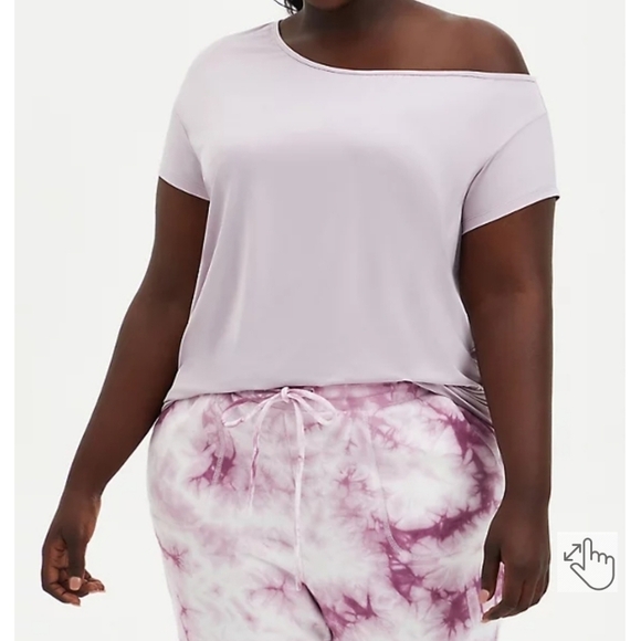 TORRID PURPLE OFF SHOULDER WICKING ACTIVE TECH TEE plus size 3 - Picture 1 of 7
